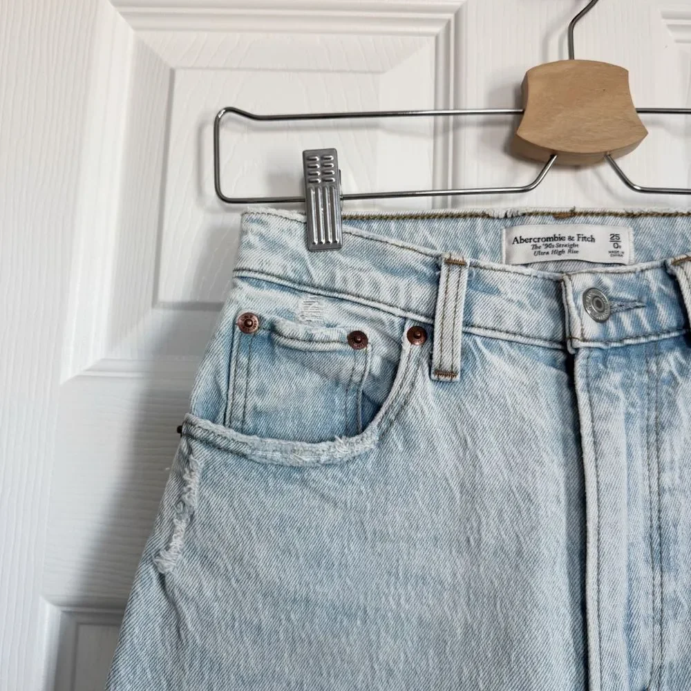 Abercrombie & Fitch Curve Love The 90’s Straight Ultra High Rise Size 25/0 R - Picture 10 of 14